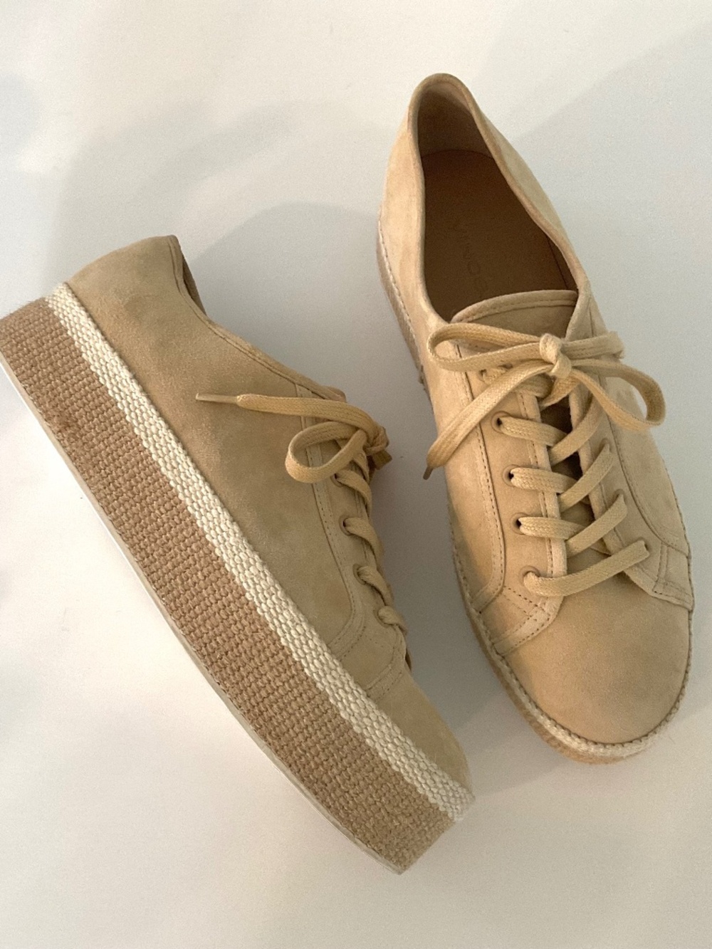 VINCE Windell Suede Platform Espadrille Sneakers in Neutral Size 8.5